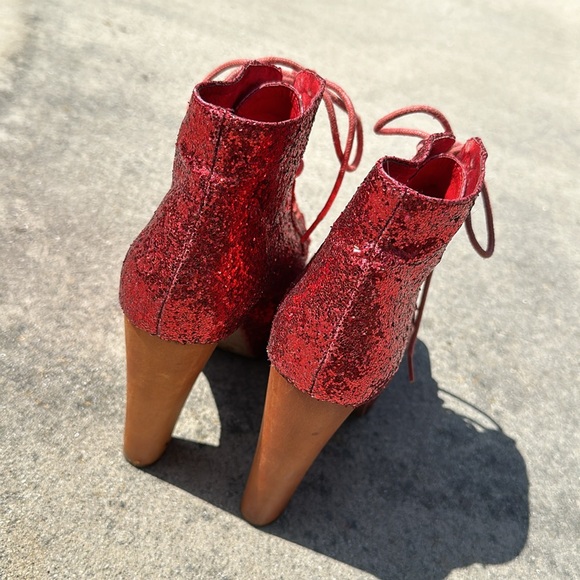 Jeffrey Campbell Red Glitter Lita Platform Boots - Picture 5 of 6